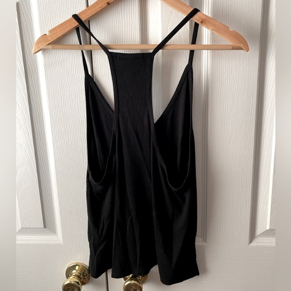 JOAH BROWN Palms Black Ribbed Deep V-Neck Racer Back Swing Tank Top SZ S/M - Picture 4 of 8